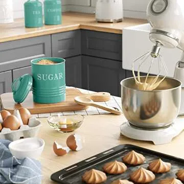 Barnyard Designs Canister Sets for Kitchen Counter, Vintage Kitchen Canisters, Country Rustic Farmhouse Decor Coffee Tea Sugar Container Set, Metal (Turquoise)