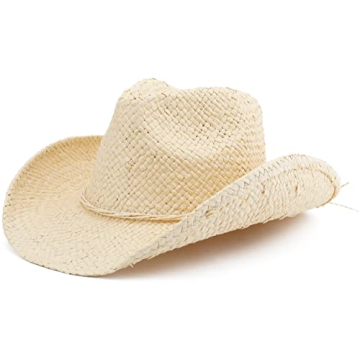 Melesh Adult Sun Straw Women Men Cowgirl Western Cowboy Hat Colored (Cream)