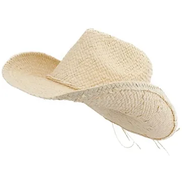 Melesh Adult Sun Straw Women Men Cowgirl Western Cowboy Hat Colored (Cream)