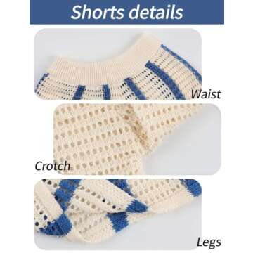 Gihuo Women' s Y2K 2 Piece Knit Outfits Striped Sweater Shorts Set Color Block Long Sleeve Button Up Shirts Shorts