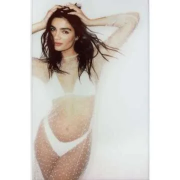 Yiulangde Women's Sparkly Beaded Bathing Suit Coverups Sheer Mesh Pearl Rhinestone Long Sleeve Bikini Cover Up Beach Dress