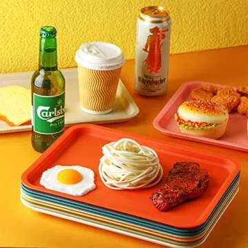 18 Colorful Plastic Fast Food Trays for Serving