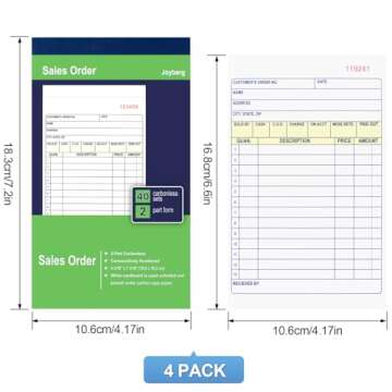 Joyberg 4 Pack Receipt Book, 4.17inx7.2in Receipt Book with Carbon Copies, 2-Part Carbonless(White a...