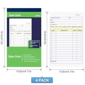 Joyberg 4 Pack Carbonless Receipt Book - 160 Sets for Small Businesses