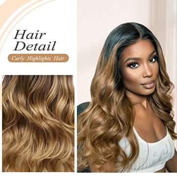 Quantum Love Wigs Ombre Wig Black to Light Brown Side Part Long Wavy Wig Heat Resistant Synthetic Daily Party Wig for Women (Ombre Black to Light Brown)