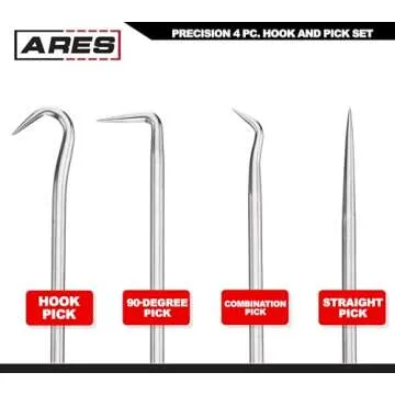 ARES 70256 Precision Hook and Pick Set - 4 Piece Tool Set