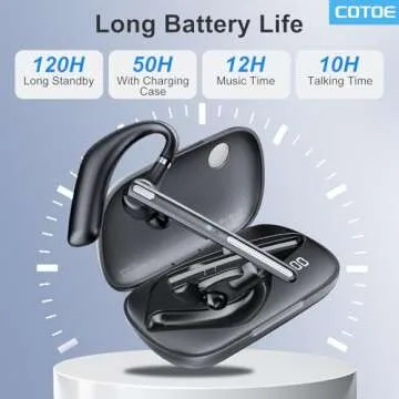 COTOE Bluetooth Headset V5.3 - Wireless Earpiece with Noise Cancelling Mic