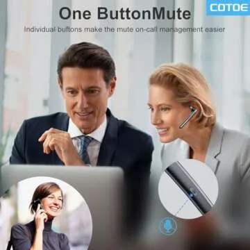 COTOE Bluetooth Headset V5.3 - Wireless Hand-Free Earpiece