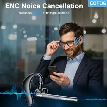 COTOE Bluetooth Headset V5.3 - Wireless Hand-Free Earpiece