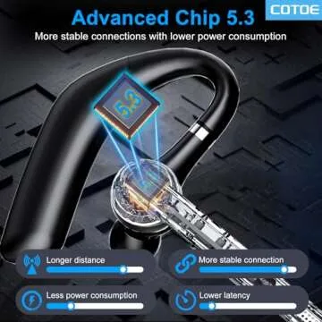COTOE Bluetooth Headset V5.3 - Wireless Hand-Free Earpiece