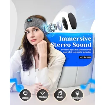 Perytong Sleeping Headphones Bluetooth Headband, Soft Long Time Play Sleeping Headsets with Built in Speakers Perfect for Workout,Running,Yoga,Travel, Darkgray
