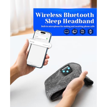 Perytong Sleeping Headphones Bluetooth Headband, Soft Long Time Play Sleeping Headsets with Built in Speakers Perfect for Workout,Running,Yoga,Travel, Darkgray