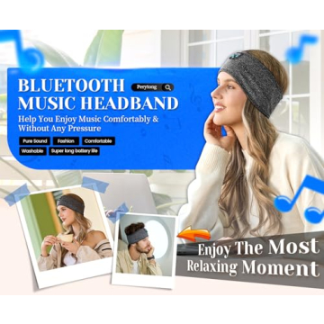 Perytong Sleeping Headphones Bluetooth Headband, Soft Long Time Play Sleeping Headsets with Built in Speakers Perfect for Workout,Running,Yoga,Travel, Darkgray