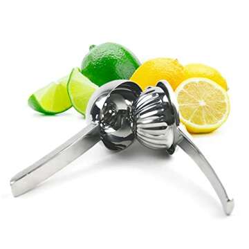 Premium Lemon Squeezer - Heavy Duty Stainless Steel Citrus Juicer with Recipes