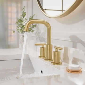 Elegant Brushed Gold Widespread Bathroom Faucet