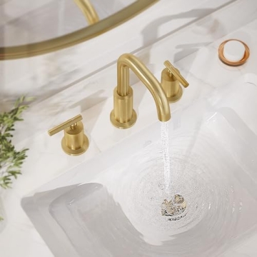 Elegant Brushed Gold Widespread Bathroom Faucet