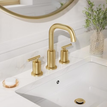 Elegant Brushed Gold Widespread Bathroom Faucet
