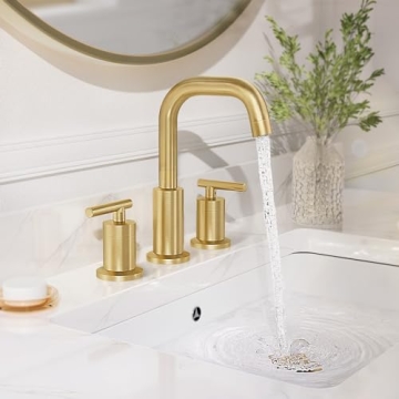 Elegant Brushed Gold Widespread Bathroom Faucet