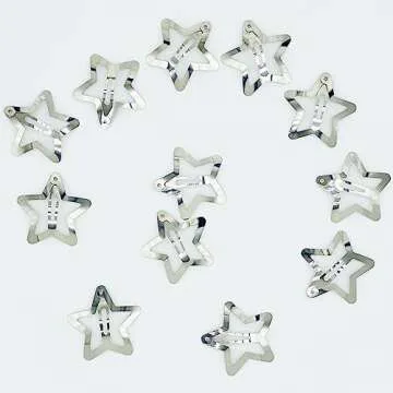 GKETN 12 PCS 1.61" Star Hair Clips Snap Hair Barrettes Non Slip Star Hair Accessories Women 2000s Y2K Silver Metal Hair Clips