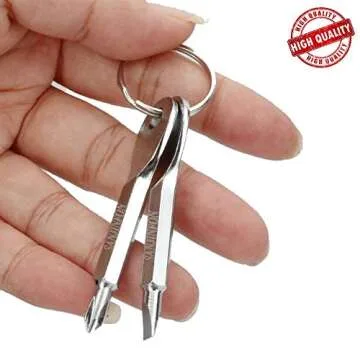 SANJINFON Pocket Screwdriver Set: Dual-purpose Flat Head & Small Phillips Head, Keychain Tool, Mini EDC Gadgets, Best Tools for Men 2023 (2Pcs)