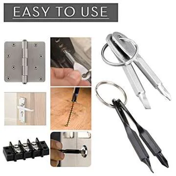 SANJINFON Pocket Screwdriver Set: Dual-purpose Flat Head & Small Phillips Head, Keychain Tool, Mini EDC Gadgets, Best Tools for Men 2023 (2Pcs)