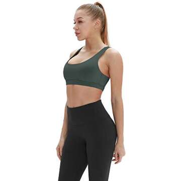 icyzone Workout Sports Bras for Women - Women's Running Yoga Bra, Activewear Top, Athletic Fitness Clothes (Smoke Pine, M)
