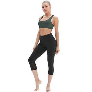 icyzone Workout Sports Bras for Women - Women's Running Yoga Bra, Activewear Top, Athletic Fitness Clothes (Smoke Pine, M)