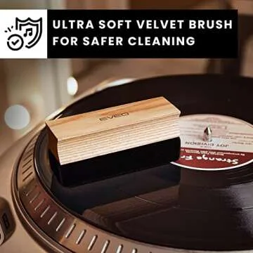 EVEO Premium Vinyl Record Cleaner Kit - Complete 4-in-1 Vinyl Cleaning Kit for Albums - Includes Soft Velvet Brush, Cleaning Liquid, Duster & Stylus Cleaning Gel