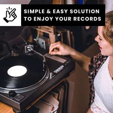 EVEO Premium Vinyl Record Cleaner Kit - Complete 4-in-1 Vinyl Cleaning Kit for Albums - Includes Soft Velvet Brush, Cleaning Liquid, Duster & Stylus Cleaning Gel
