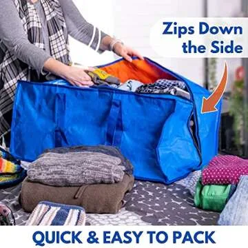 Creative Green Life Heavy-Duty Extra-Large Moving Bags with Strong Handles & Zipper, Packing Totes for Space Saving