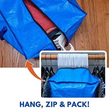 Creative Green Life Heavy-Duty Extra-Large Moving Bags with Strong Handles & Zipper, Packing Totes for Space Saving