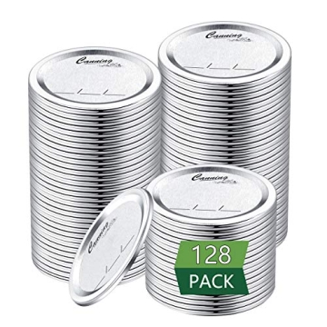 128-Count, Regular Mouth Canning Lids for Ball, Kerr Jars - Split-Type Metal Mason Jar Lids for Cann...