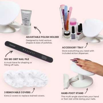 Makartt Nail Stand Hand Rest for Nails, Manicure Supplies with Multi Angle & Polish Trays, Foot Stat...