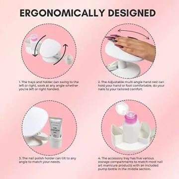 Makartt Nail Stand Hand Rest for Nails, Manicure Supplies with Multi Angle & Polish Trays, Foot Station Supply for Salon Home DIY