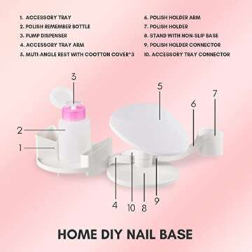 Makartt Nail Stand Hand Rest for Nails, Manicure Supplies with Multi Angle & Polish Trays, Foot Station Supply for Salon Home DIY