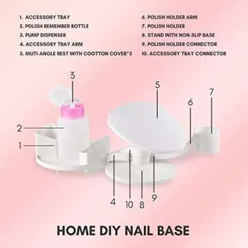Makartt Nail Stand Hand Rest for Nails, Manicure Supplies with Multi Angle & Polish Trays, Foot Station Supply for Salon Home DIY