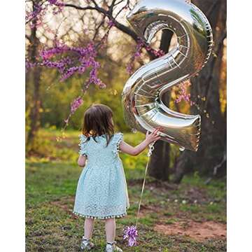 2Bunnies Girl Baby Toddler Vintage Lace Pom Pom Flutter Sleeve Easter Birthday Outfit Dress (Mint, 2T)