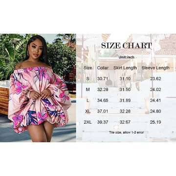 Tinodu Women's Sexy Long Batwing Sleeve Off Shoulder Mini Dress Floral Printed Bubble Short Shirts Dresses Boho Loose