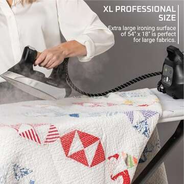 Rowenta Pro Compact Ironing Board with Hanger Rack 18 x 54 Inches Space Saving, Folding, 4 Legs IB91...