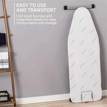 Rowenta Pro Compact Ironing Board with Hanger Rack 18 x 54 Inches Space Saving, Folding, 4 Legs IB9100,Beige
