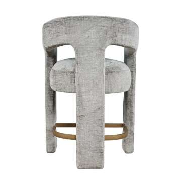 Jofran Gwen Modern Luxury Jacquard Fabric Upholstered Sculpture Counter Stool, Grey