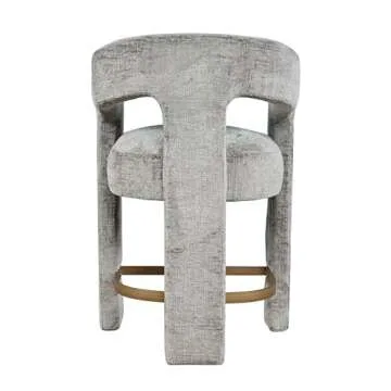 Jofran Gwen Modern Luxury Jacquard Fabric Upholstered Sculpture Counter Stool, Grey