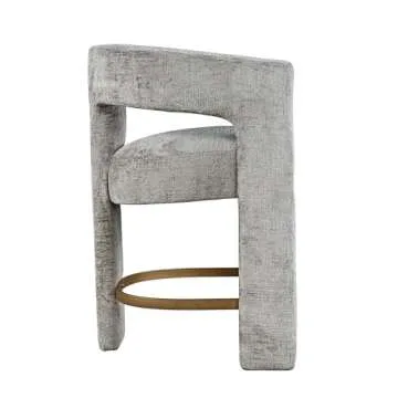 Jofran Gwen Modern Luxury Jacquard Fabric Upholstered Sculpture Counter Stool, Grey