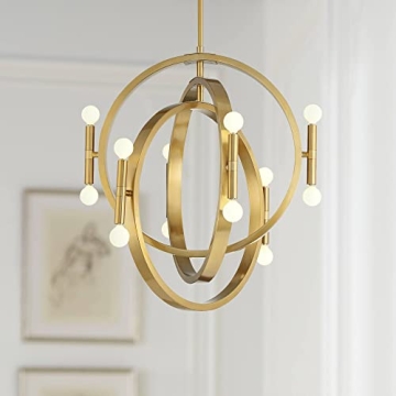 Possini Euro Design Aura Warm Gold Hanging Chandelier Lighting 25 1/4" Wide Modern Sphere 12-Light F...