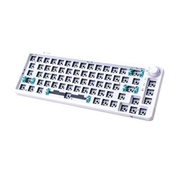 GK GAMAKAY LK67 65% RGB Modular DIY Mechanical Keyboard, 67 Keys Hot Swappable 3pin/5pin Switch, Programmable Triple Mode Bluetooth 5.0/USB-C Wired/2.4GHz Wireless Customized Keyboard Kit (White)