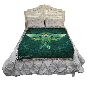 Pure Country Weavers Damask Luna Moth Blanket by Brigid Ashwood - Gift Fantasy Tapestry Throw Woven ...