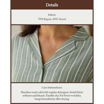 Cozy Earth Soft Woven Long Sleeve Pajama Set For Women - Luxury Button-Up Sleepwear - Jasper Large