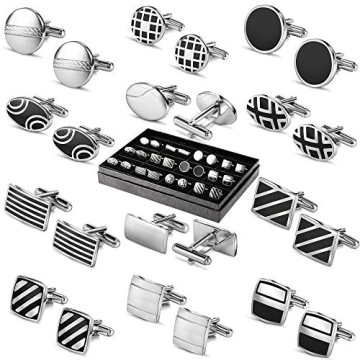Luckeyui Cufflinks Set - Elegant 12 Pairs for Men