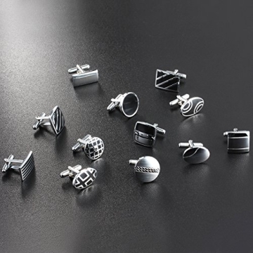 Luckeyui Cufflinks Set - Elegant 12 Pairs for Men