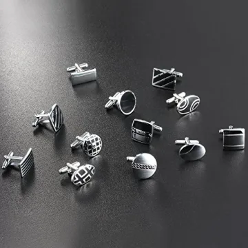 Luckeyui Cufflinks Set - Elegant 12 Pairs for Men